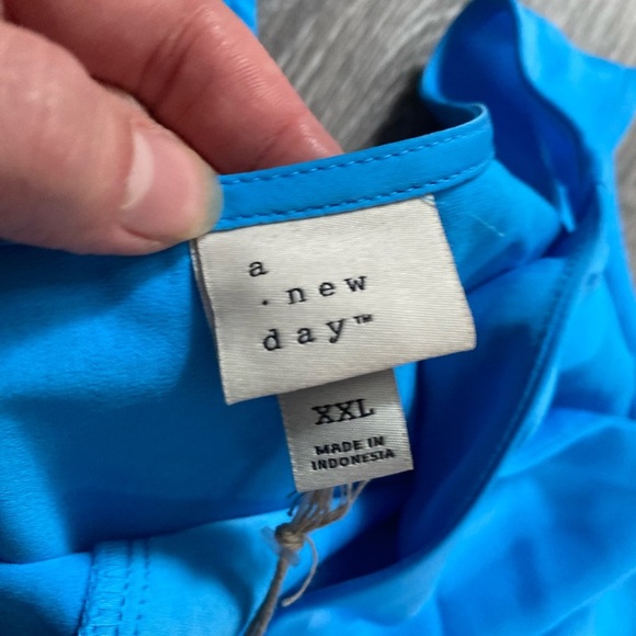 A New Day Sleeveless Blue Silky V-Neck Midi Dress Size XXL NWT - Picture 4 of 7